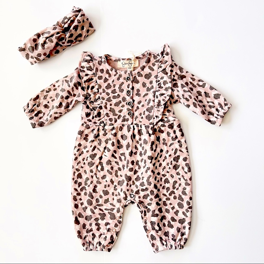 Jessica Simpson Natural Animal Coverall Set